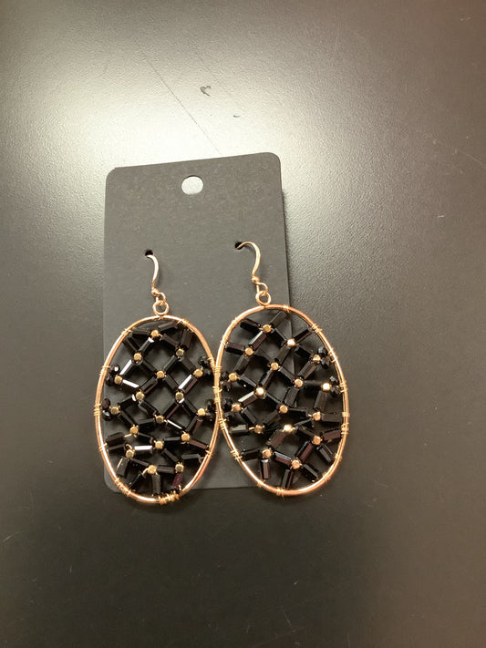 Gold and Black Web Earrings