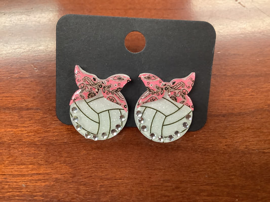 Volleyball Bow Stud Earrings