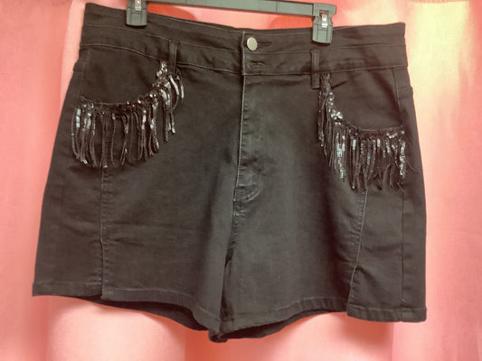 Black Fringe Shorts