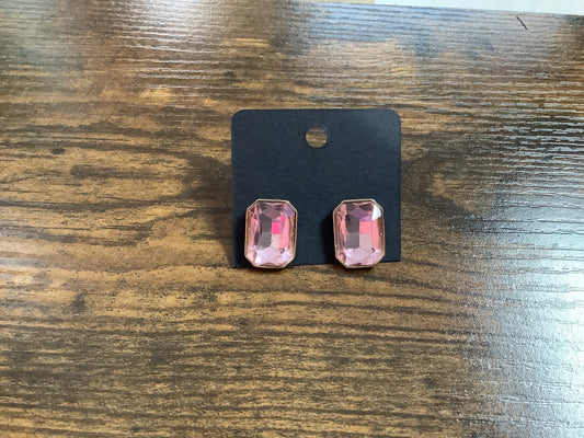 Pink Square Studs