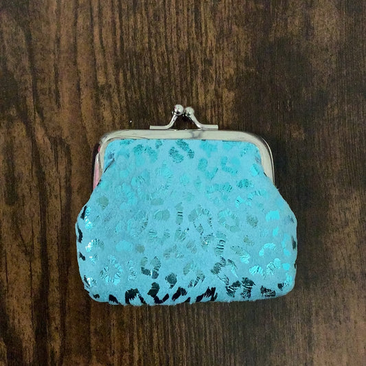 Blue Cheetah Coin Purse