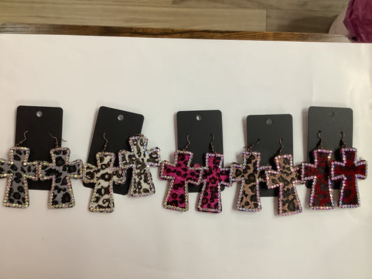 Cross Cheetah Earrings