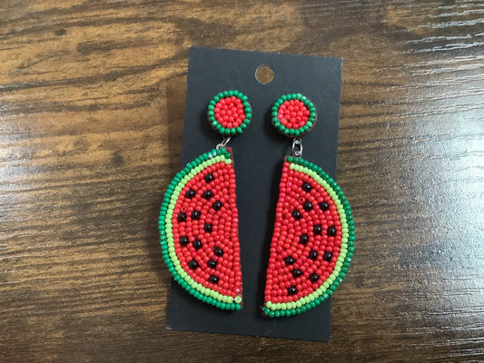 Beaded Watermelon earrings