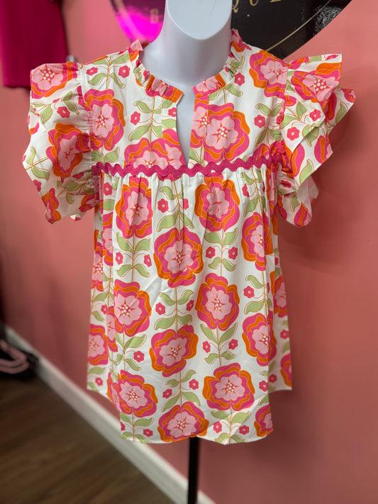 Orange Floral Shirt