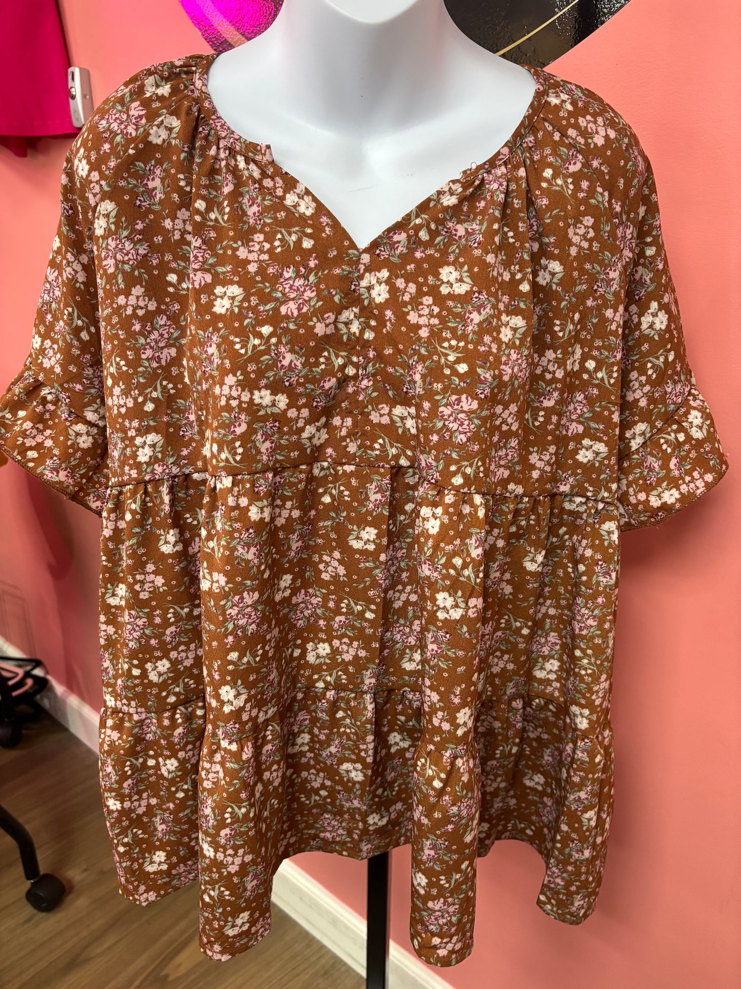 Brown with Flowers Blouse