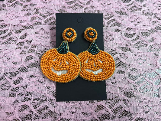 Beaded Pumpkin Earrings