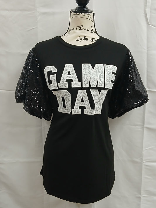 Game Day Shirt with sequin sleeve