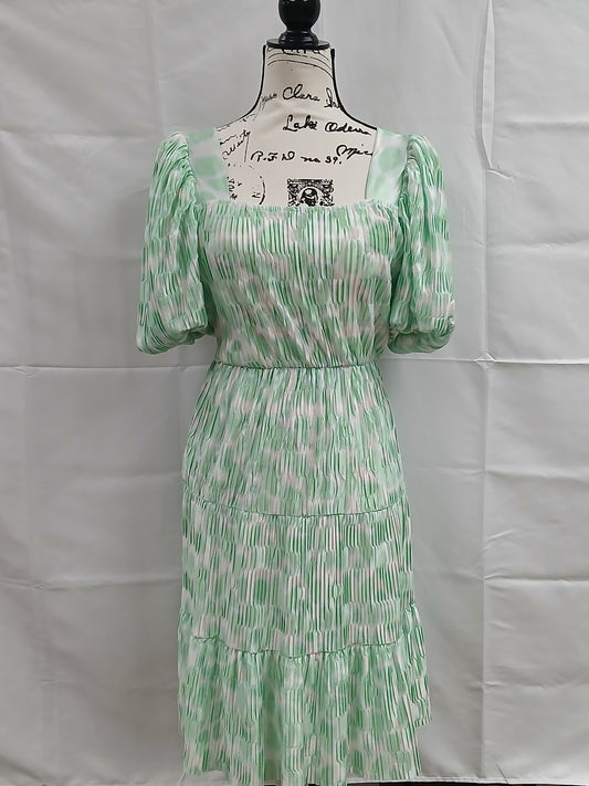 Green and White Dress