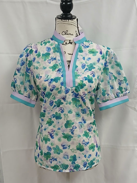 Blue and Purple Floral Shirt