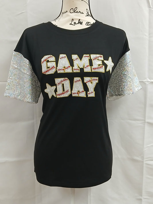 Baseball Game Day with Sequin Sleeve