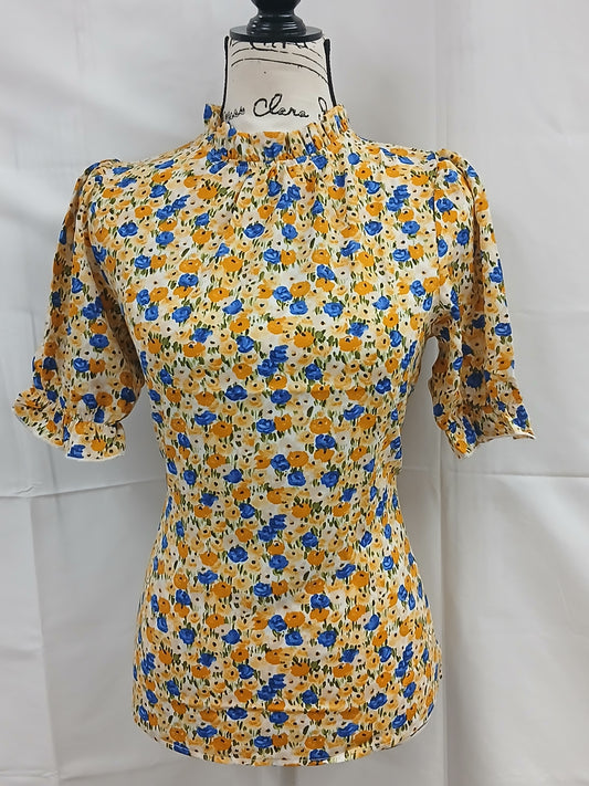 Gold and Blue Floral Shirt